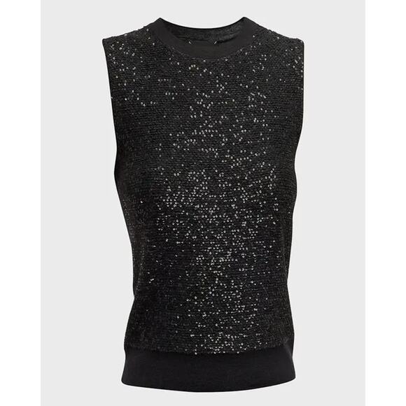 CURRENT St John Sequin Knit Tank Top Wool Silk sz M $495 - Picture 10 of 11